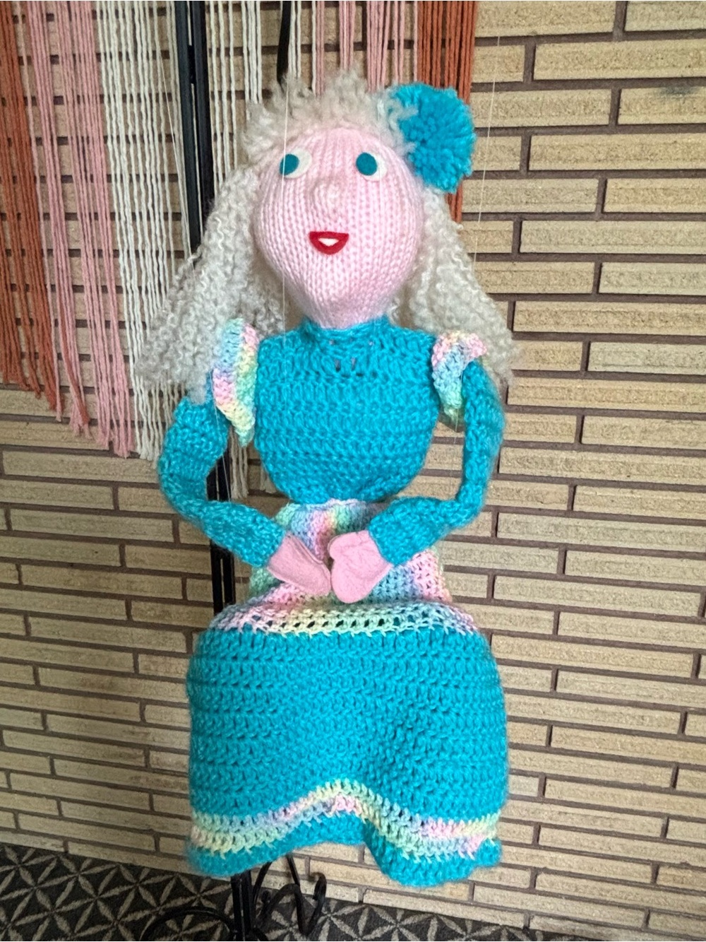 80's Handmade Marionette Girl - Girl Marionette - Handcrafted Puppet Marionette